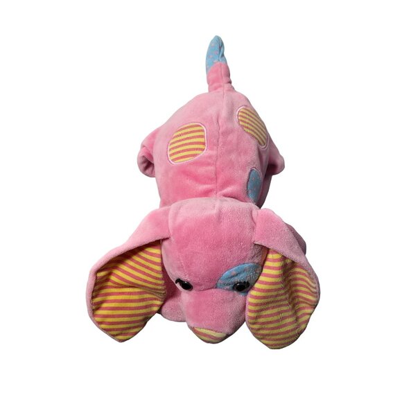 Pink Puppy Dog Plush Stuffed Animal Toy Polka Dot Patches Stripes Floppy - Picture 1 of 9